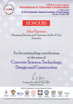 Certificate awarded to John Harrison at the UKIERI Conference 2013